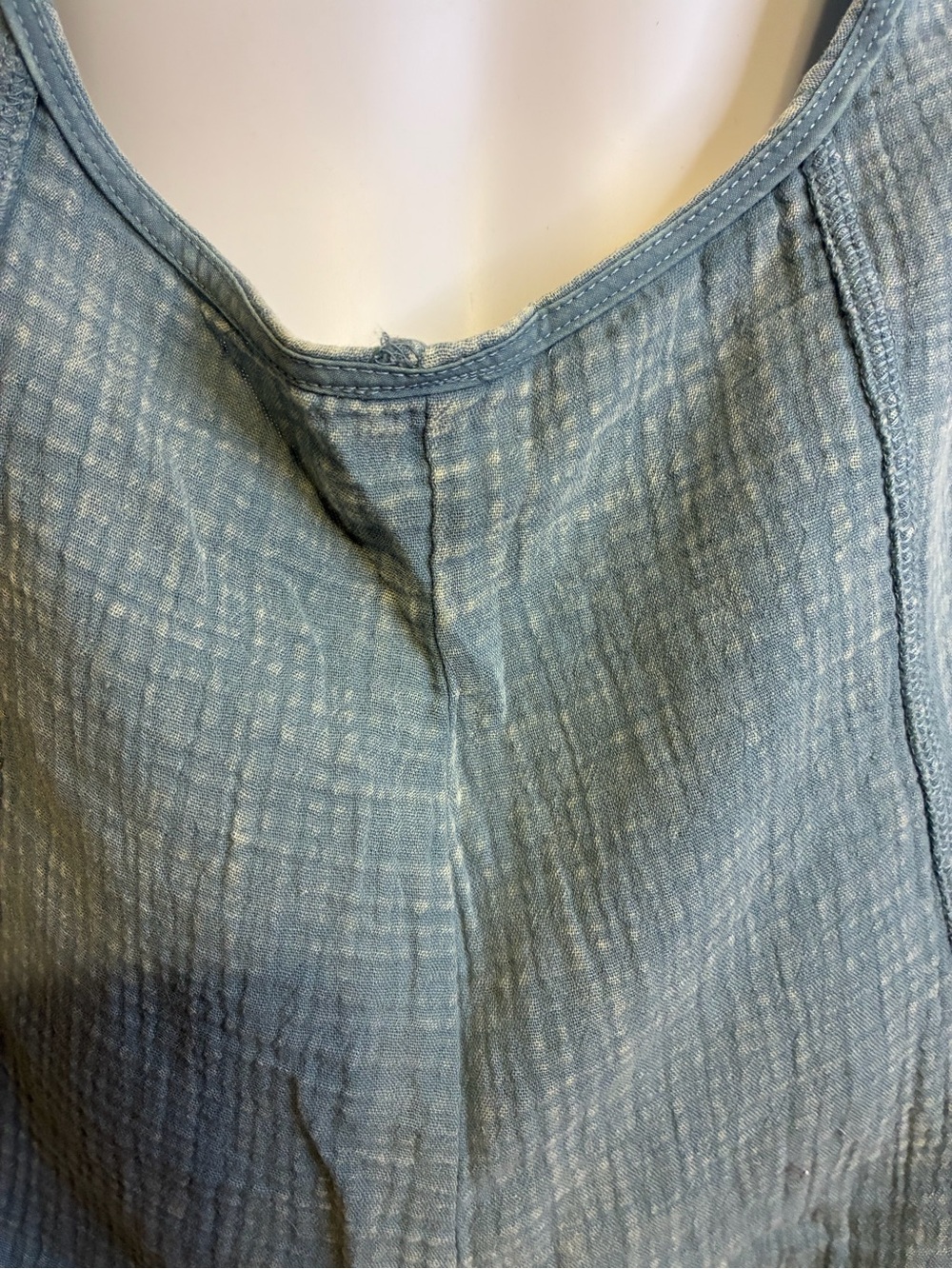 Zenana Dusty Blue/Cream Wide-Leg Square-Neck Jumpsuit (display small) - Picture 4 of 11